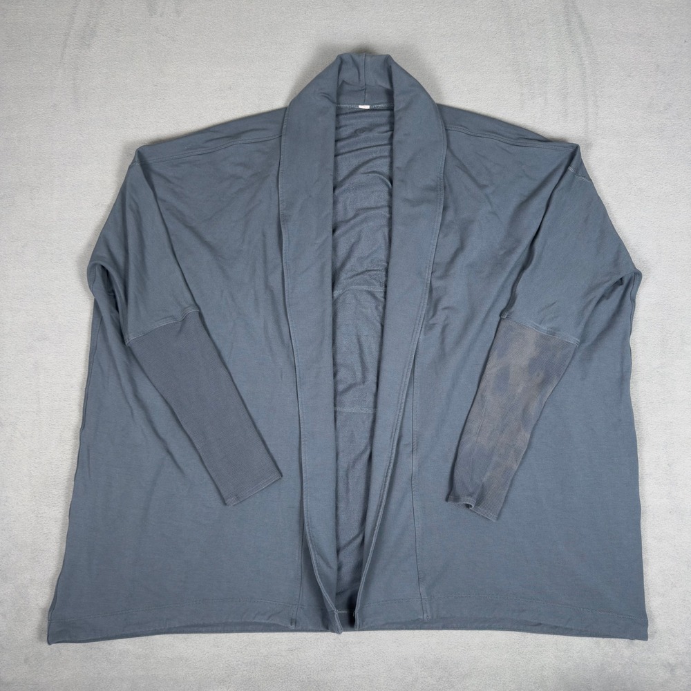 Lululemon Gray Open Front Cardigan Shawl Collar Thumbholes Oversized Wrap L